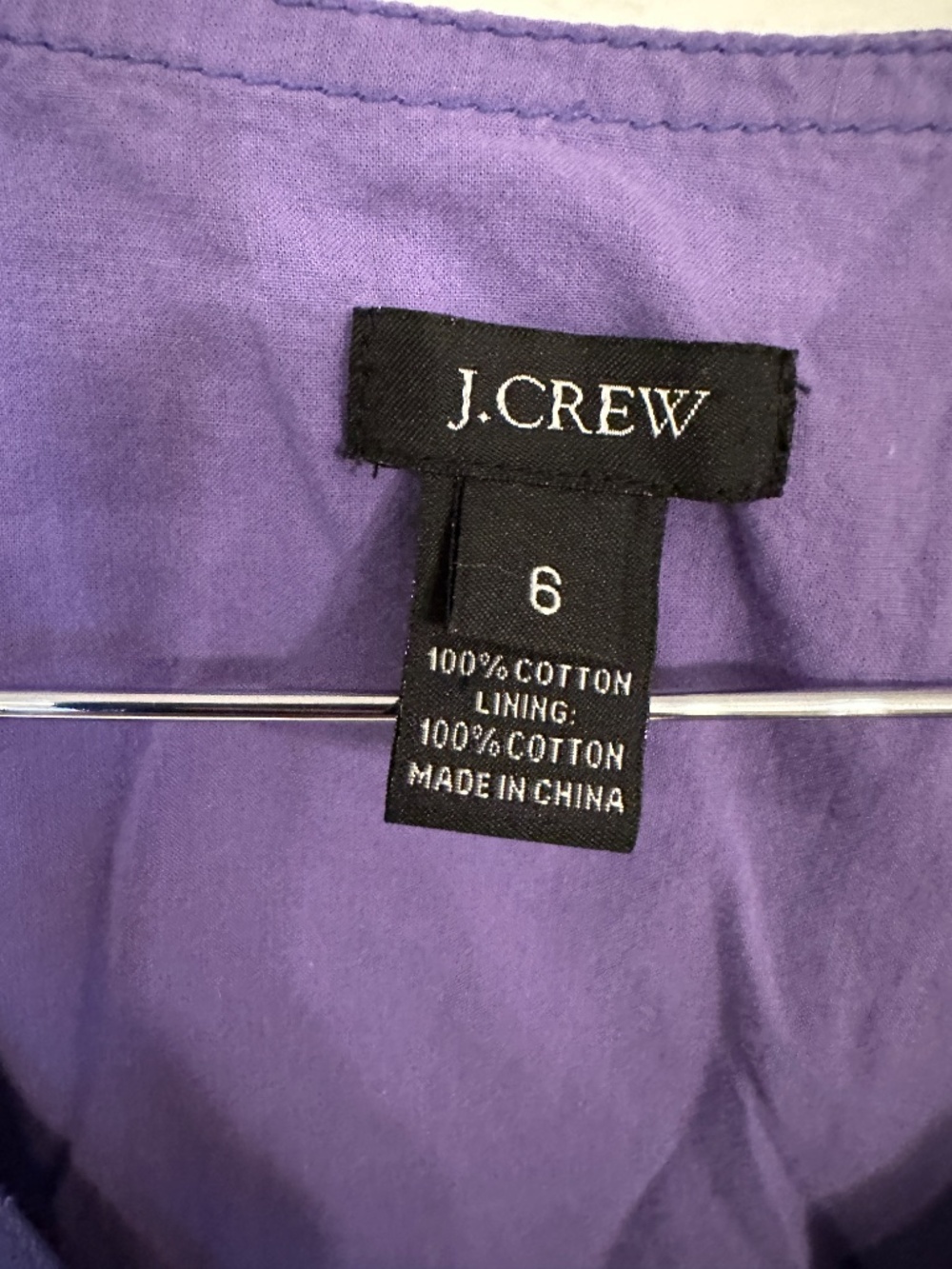 J.Crew Purple Button Front Tie Waist Cotton Dress Women's Size 6 - Picture 2 of 3